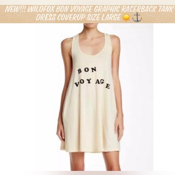 🎉HP🎉New! Wildfox Bon Voyage Graphic Racerback Tank Dress Coverup Size Large⚓️ - Picture 1 of 5